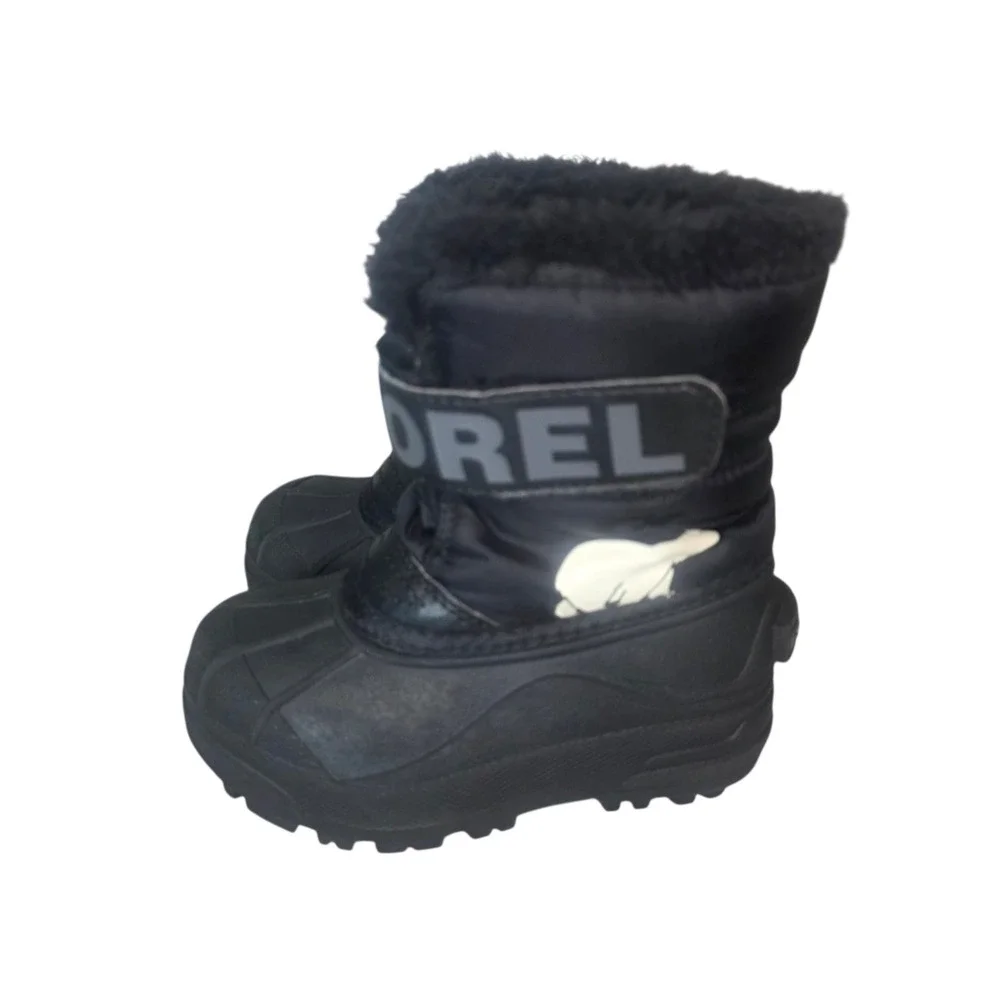 Sorel Snow Commander Boys 9 Black Charcoal NC1960-010 Waterproof Winter Boots